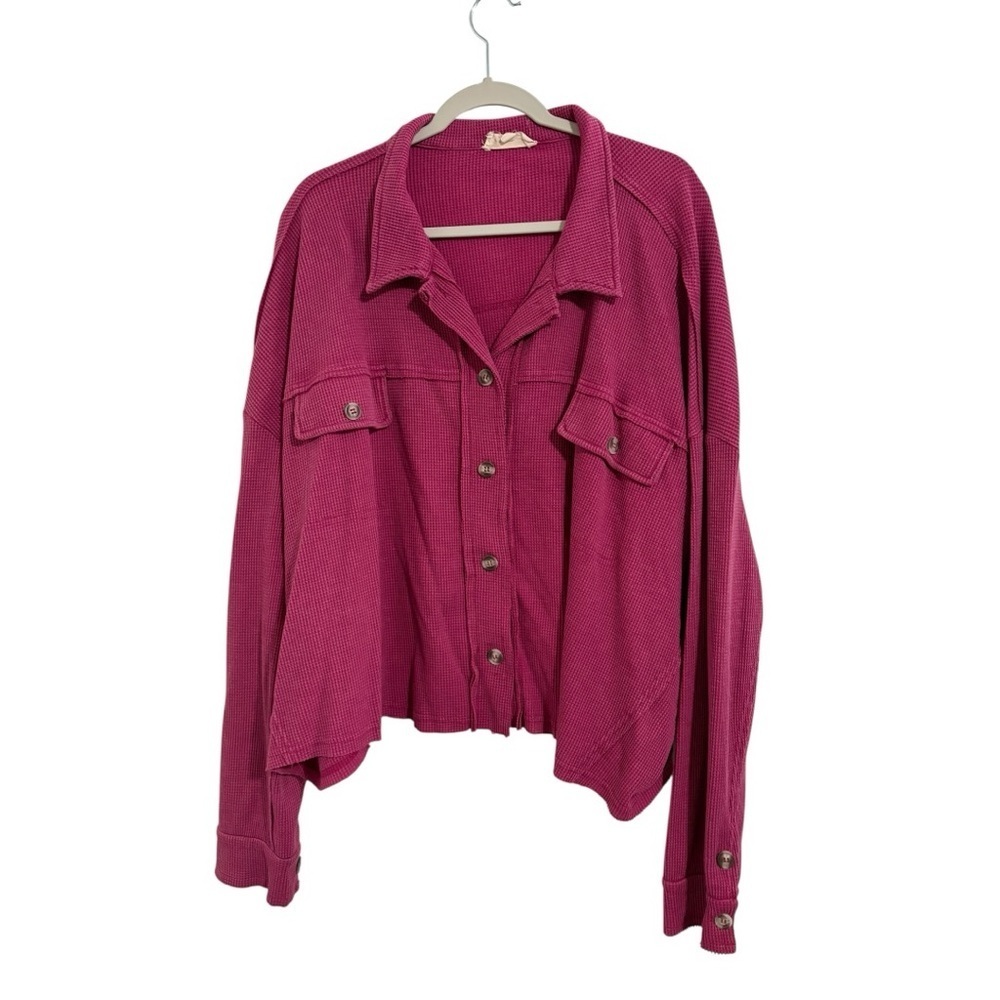 Peach Love Thermal Pink Button-Up Jacket/ Shacket